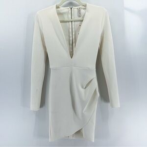 Revolve Bec & Bridge White Marvellous Plunge Long Sleeve Mini Dress NWT